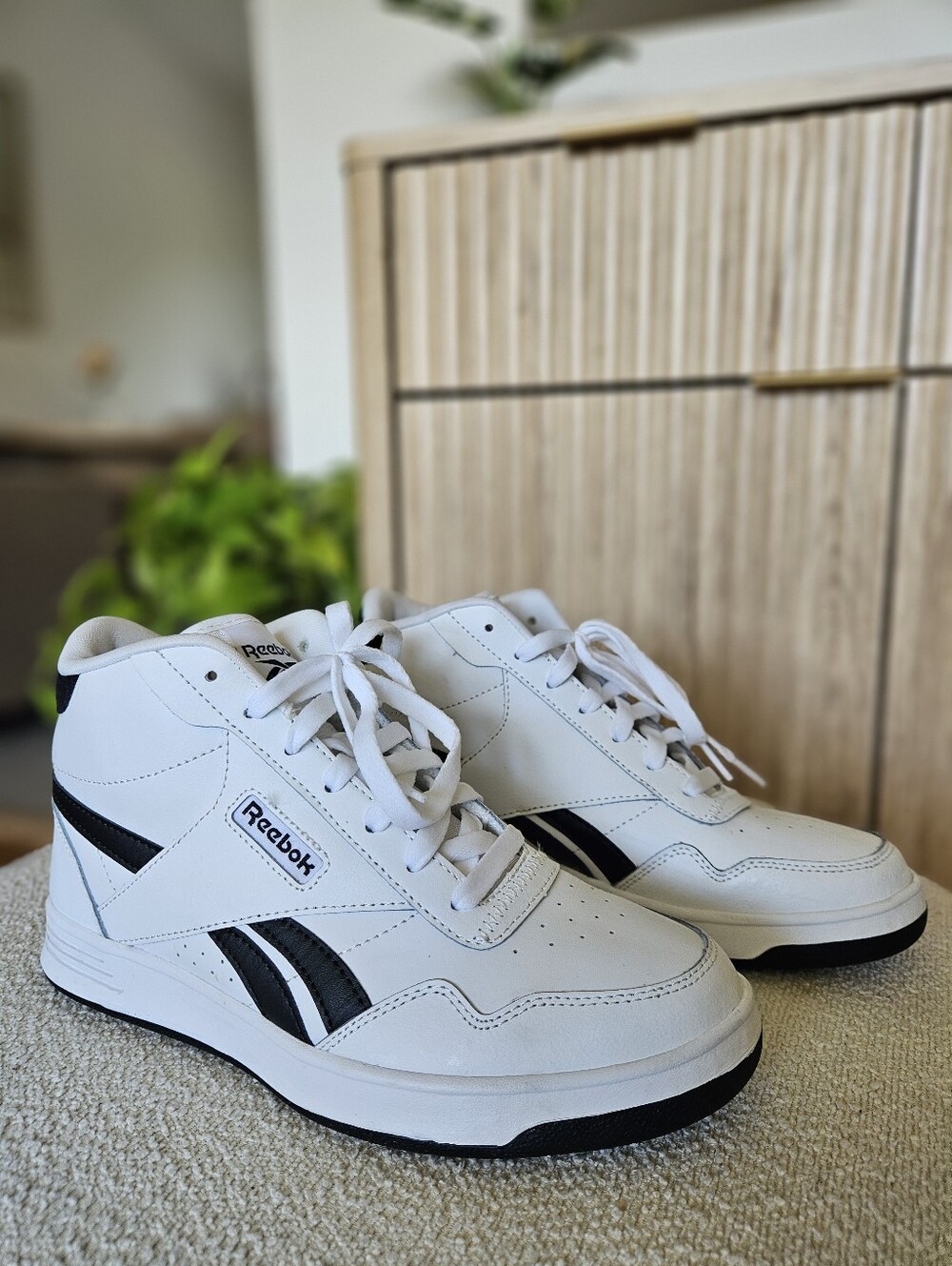 Reebok Club Hi High-Top Black and White Sneaker - Women's size 8.5